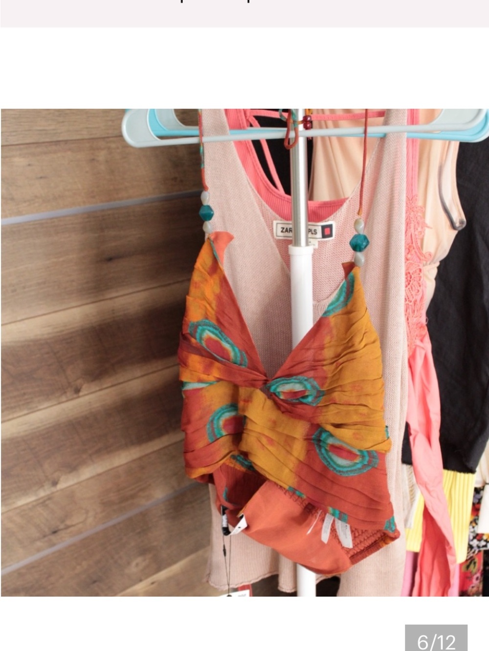 Zara Orange Ruched Halter Crop Top - Picture 4 of 6